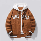 KINGSLEY HOODED VARSITY JACKET
