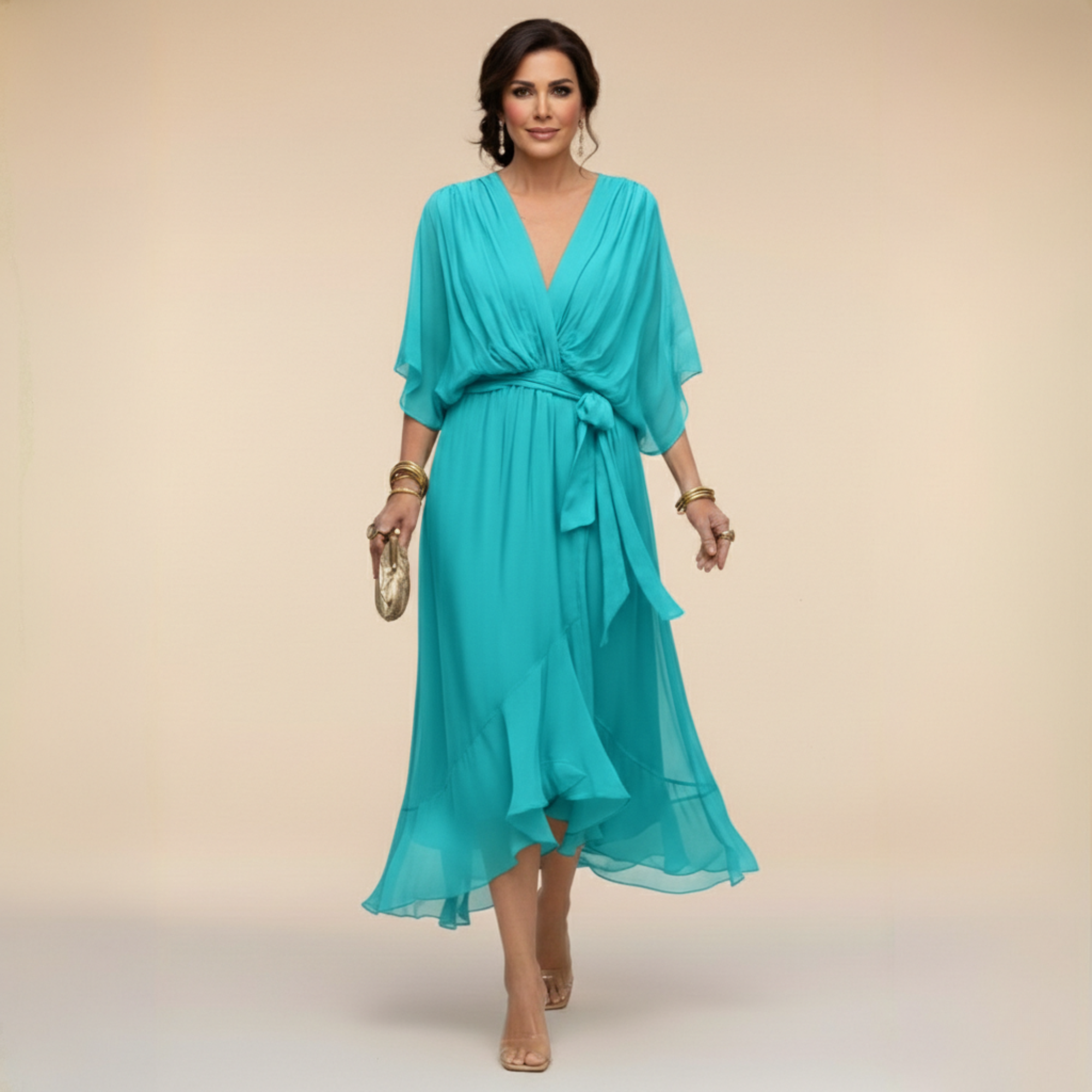 ISABELLA V-NECK CHIFFON DRESS