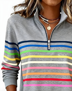 EVELINA STRIPED QUARTER ZIP