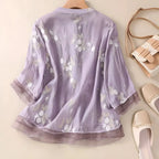 EMILY | COTTON TOP WITH EMBROIDERED FLOWERS