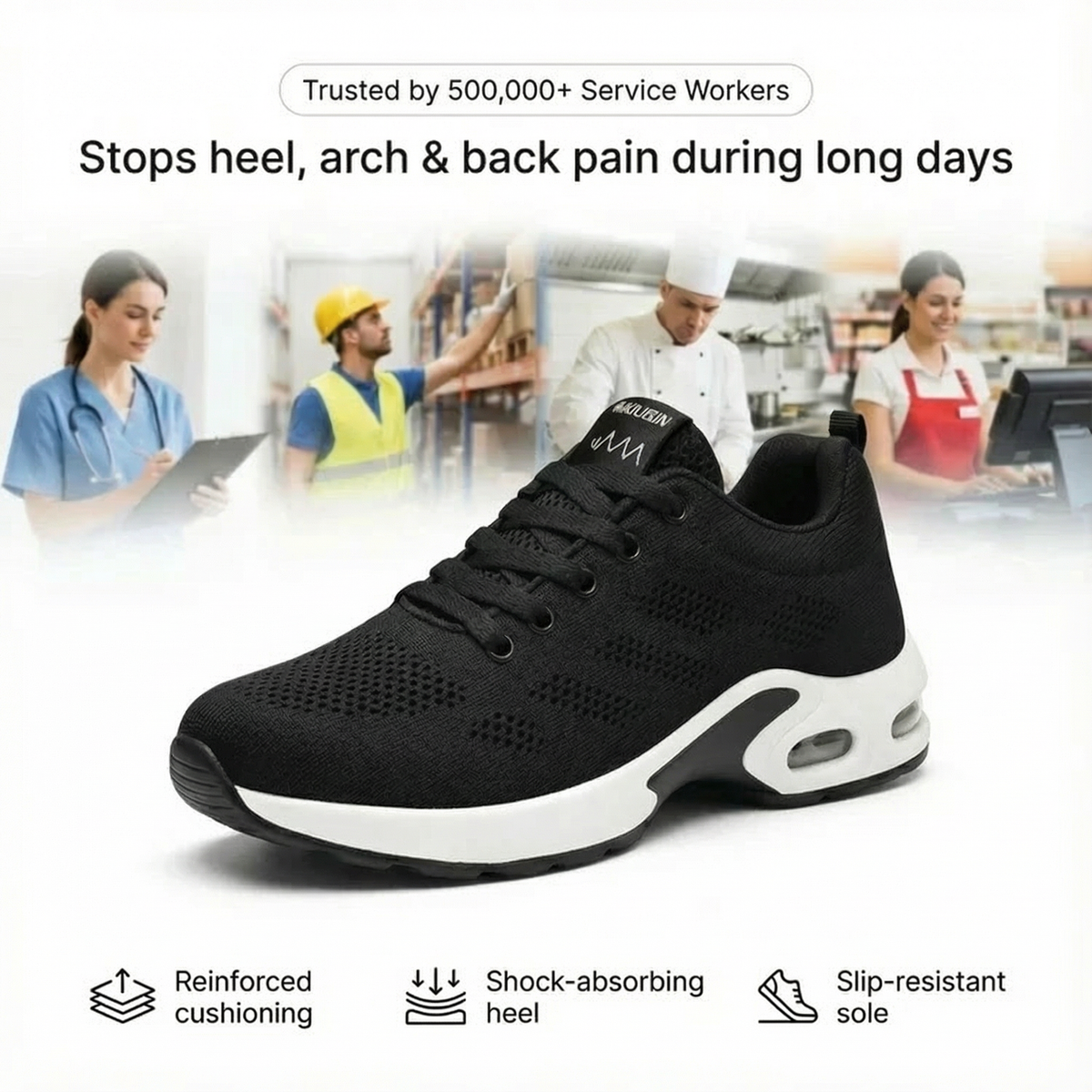Elyndra Pro – 12-Hour Shift Shoes for All-Day Foot, Knee & Back Pain Relief (BOGO)