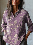 LILA FLORAL EMBROIDERED LINEN SHIRT