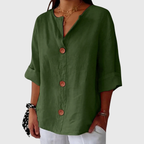 ENGLISH SUMMER LINEN V‑NECK SHIRT