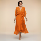 ISABELLA V-NECK CHIFFON DRESS