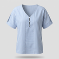 MEREHAVEN SPLIT-SLEEVE STRIPE BLOUSE