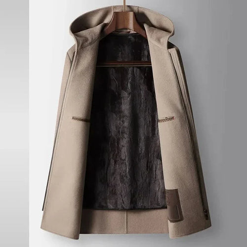 100% WOOLEN HOODED COAT