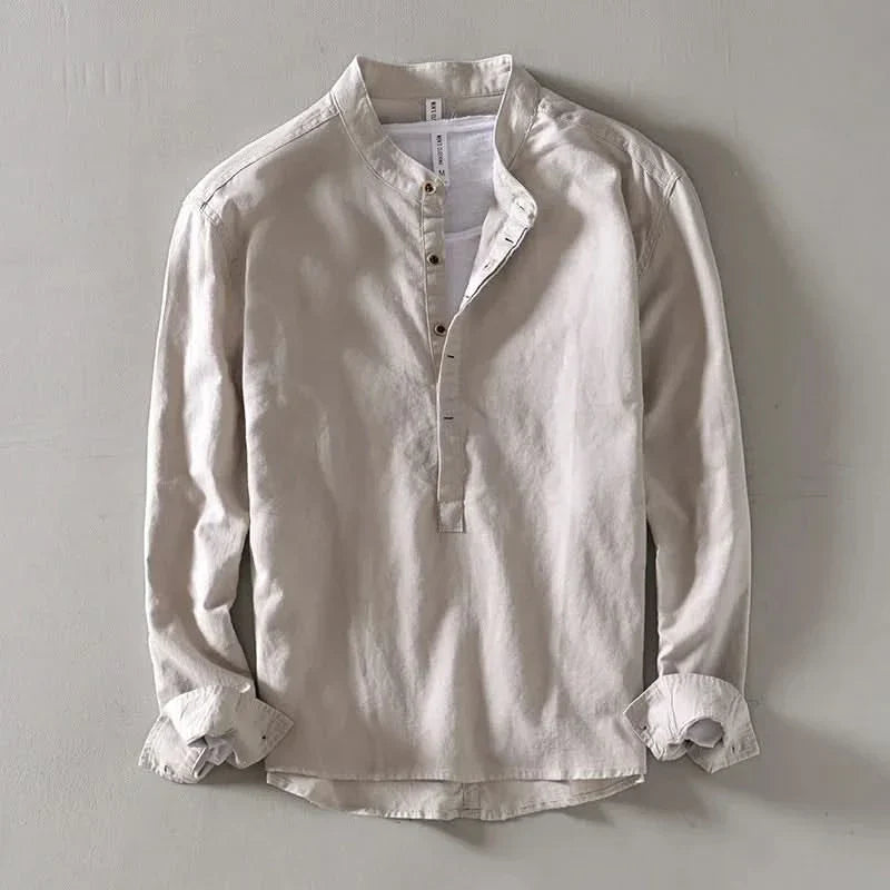 CALLUM LINEN MANDARIN SHIRT