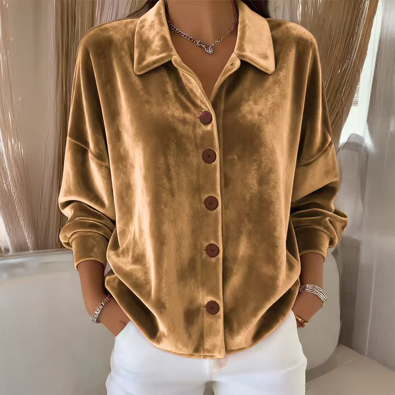 Sofia™ | Velvet Button-Front Shirt — Final Edit