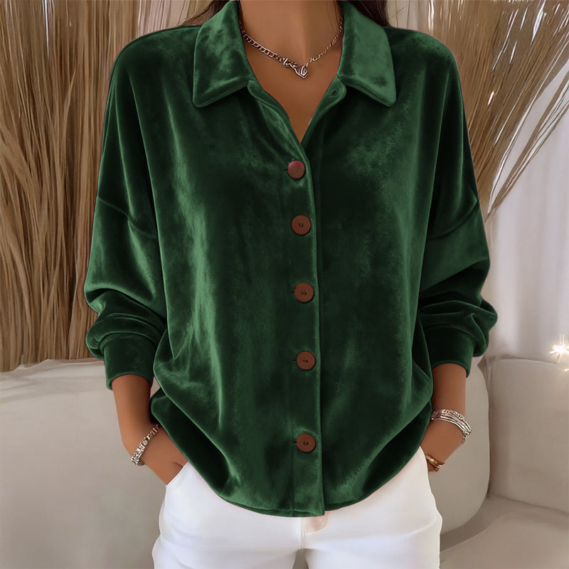 Sofia™ | Velvet Button-Front Shirt — Final Edit