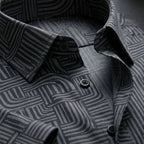 ASHFORD BLACK MAZE PATTERN SHIRT