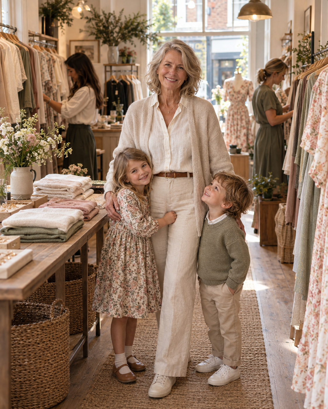 Elyndra London boutique owner with her grandchildren