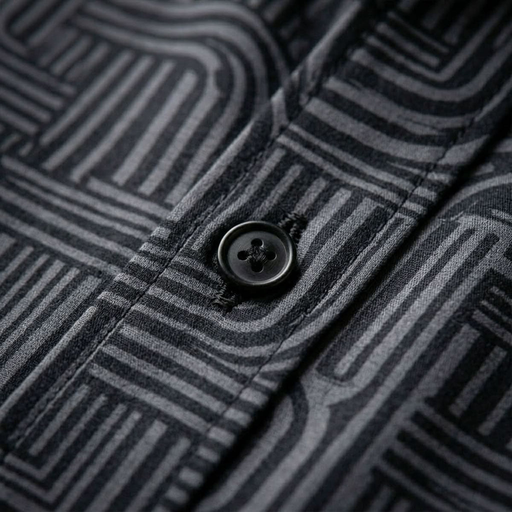 ASHFORD BLACK MAZE PATTERN SHIRT