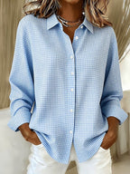 Hillrose™ | Relaxed Gingham Button-Front Blouse