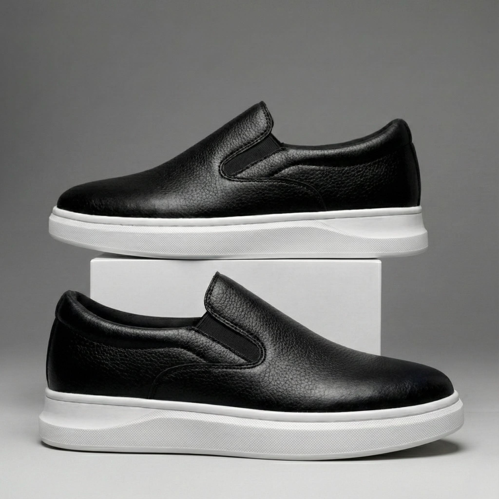 FAIRFORD BLACK GRAIN LEATHER SHOES
