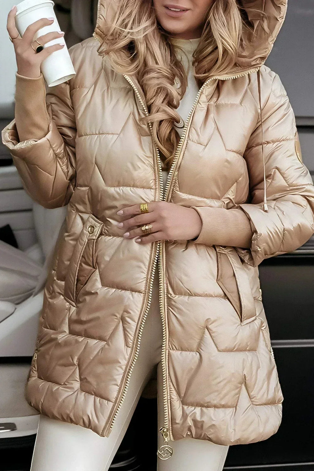 Cilou | Zimowa kurtka z kapturem i miękką pikowaną podszewką