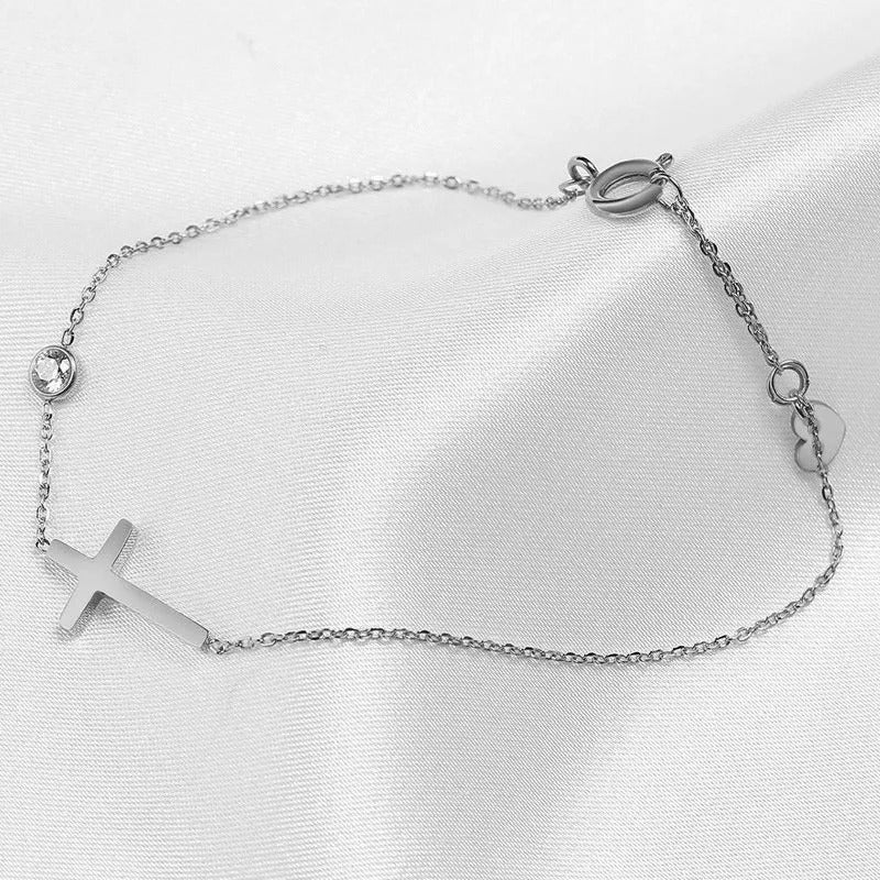 Silver Faith Heart Bracelet