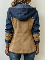 Adriana | Hooded Jacket in Navy and Camel